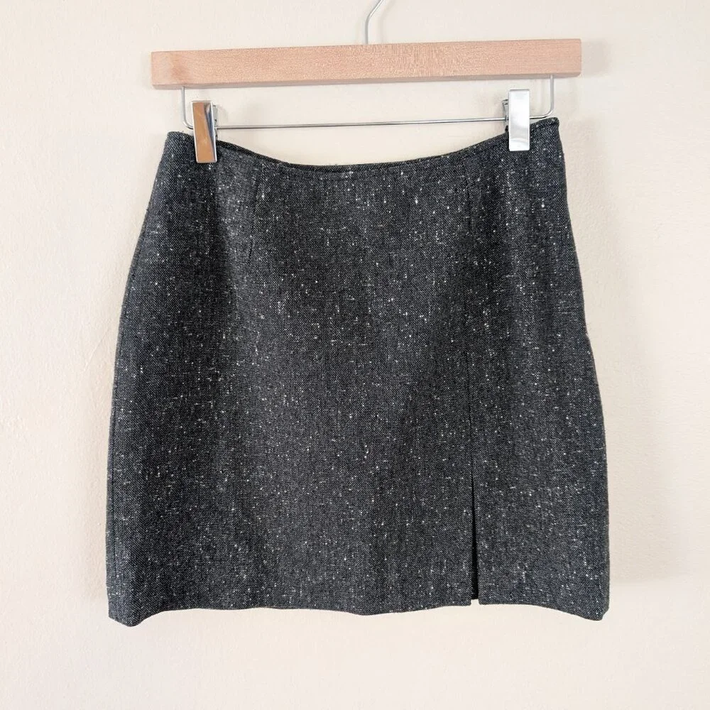 Vintage Express Gray Tweed Mini Skirt Y2K Preppy Academia Wool CluelessSz 3/4 XS